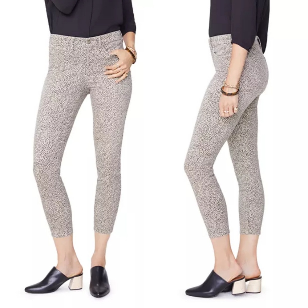 NYDJ Ami Skinny Ankle Jeans Straw Ditzy Leopard